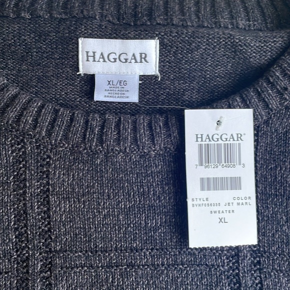 NWT Men’s XL Haggar Long Sleeve Black Sweater - Picture 2 of 6